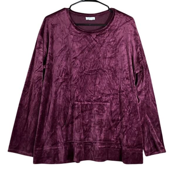 Pure Jill Womens Sweater Burgundy Velvet Pullover Soft Pima Modal Blend XL - Picture 1 of 12
